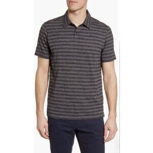 Nordstrom Mens Shop Gray Stripe Slub Polo Shirt Short Sleeve Sz XL